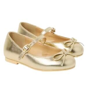 Janie and Jack Metallic Bow Ballet Flat in Gold, Size 13